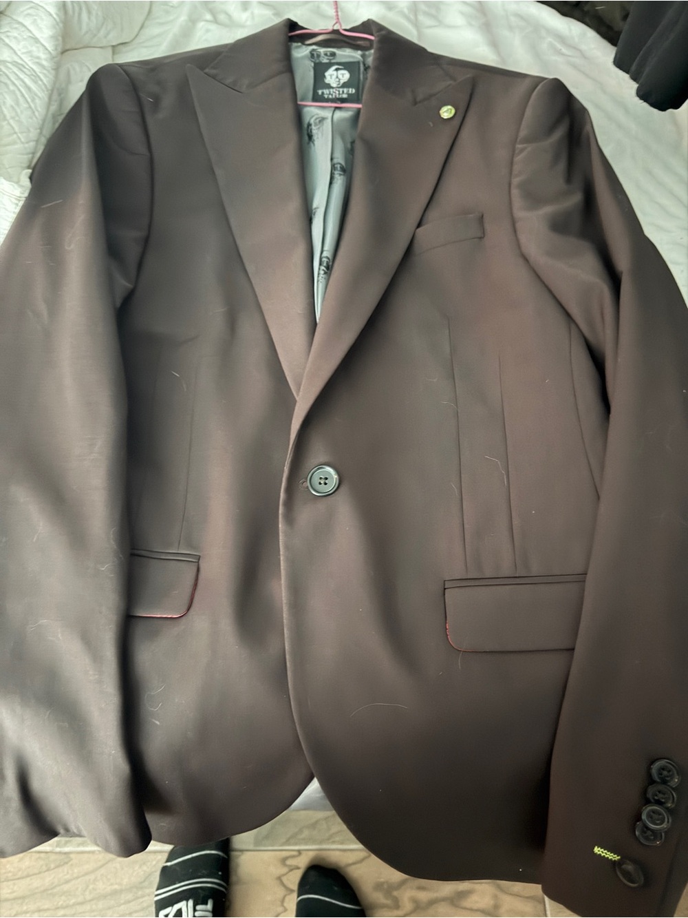 Men's Dark Brown Single-Button Blazer